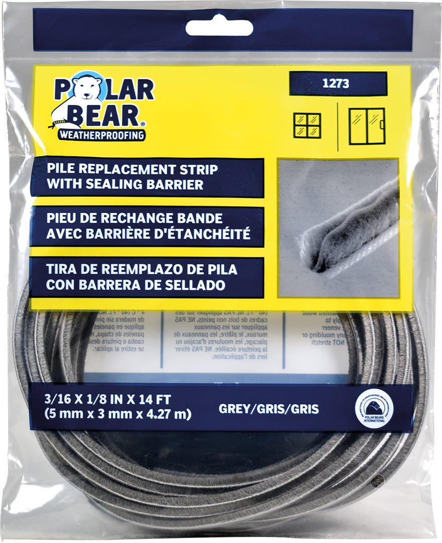 14 ft Grey Pile Replacement Strip with Sealing Barrier
