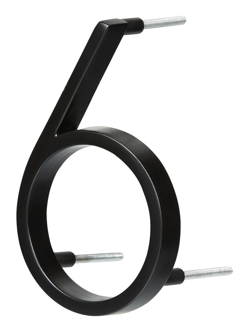Floating House Number #6, 5 in, Black