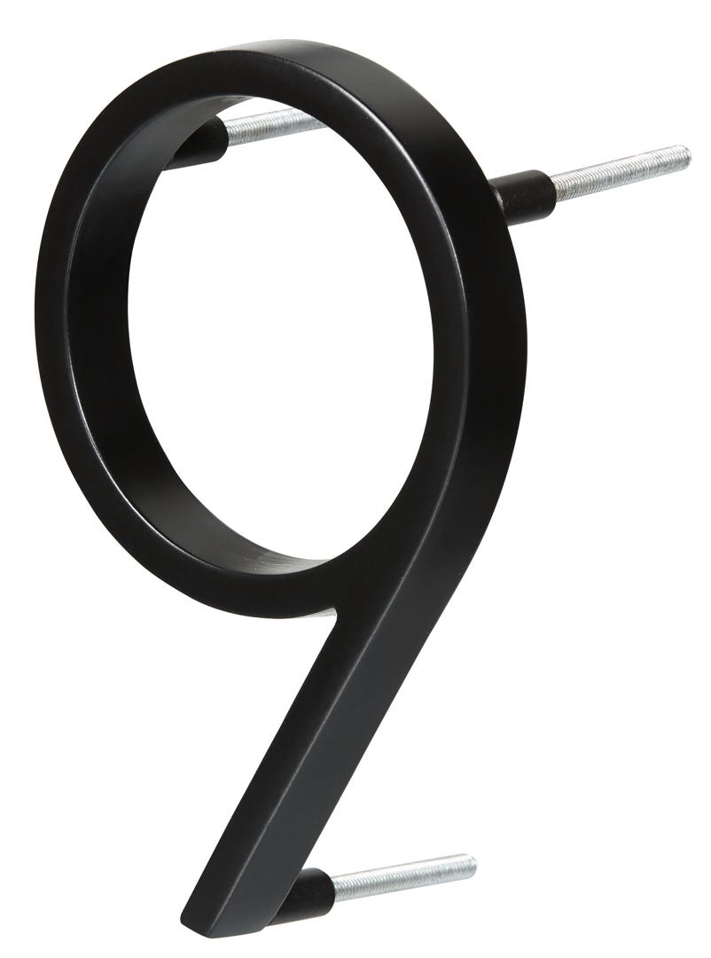 Floating House Number #9, 5 in, Black