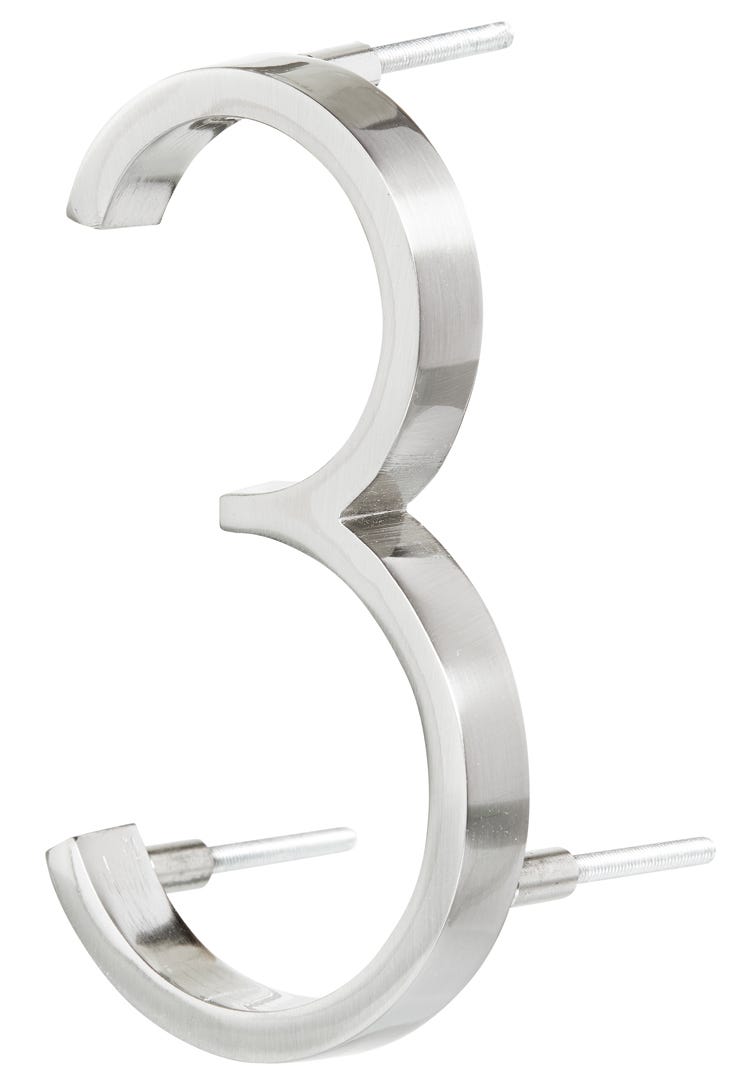 Floating House Number #3, 5 in, Satin Nickel