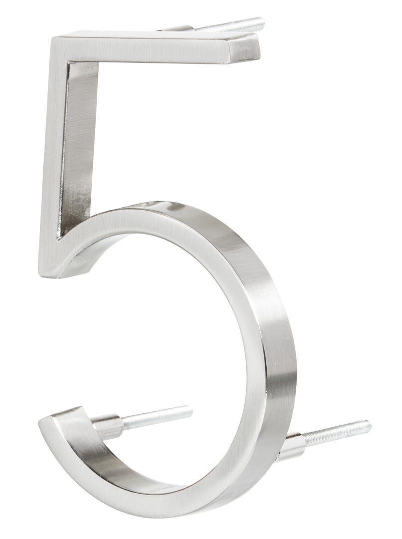 Floating House Number #5, 5 in, Satin Nickel