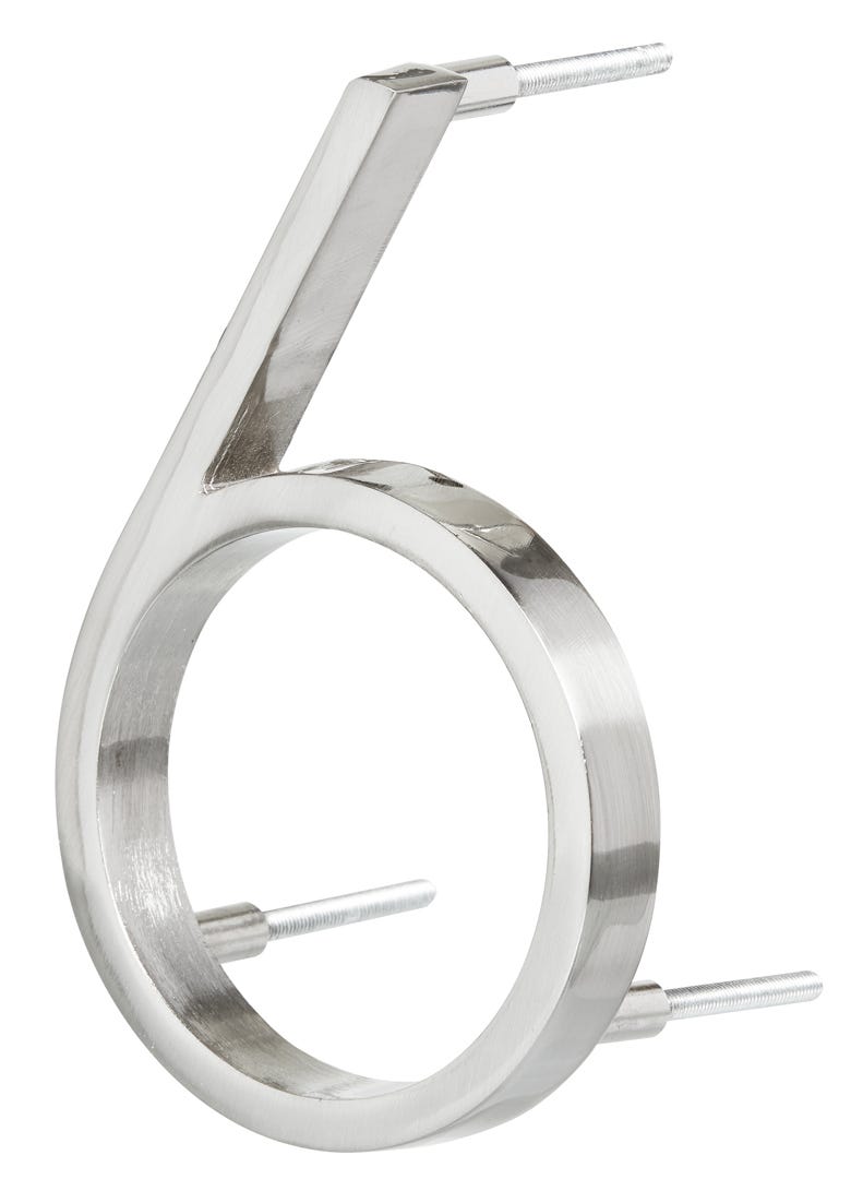 Floating House Number #6, 5 in, Satin Nickel
