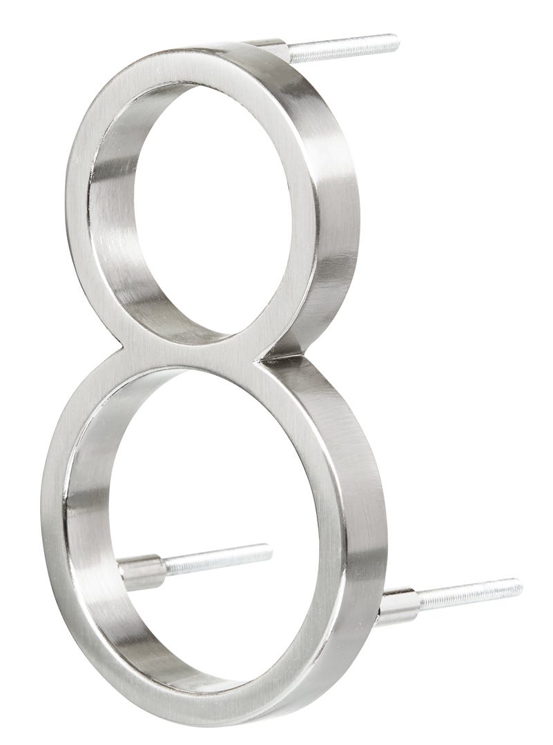 Floating House Number #8, 5 in, Satin Nickel