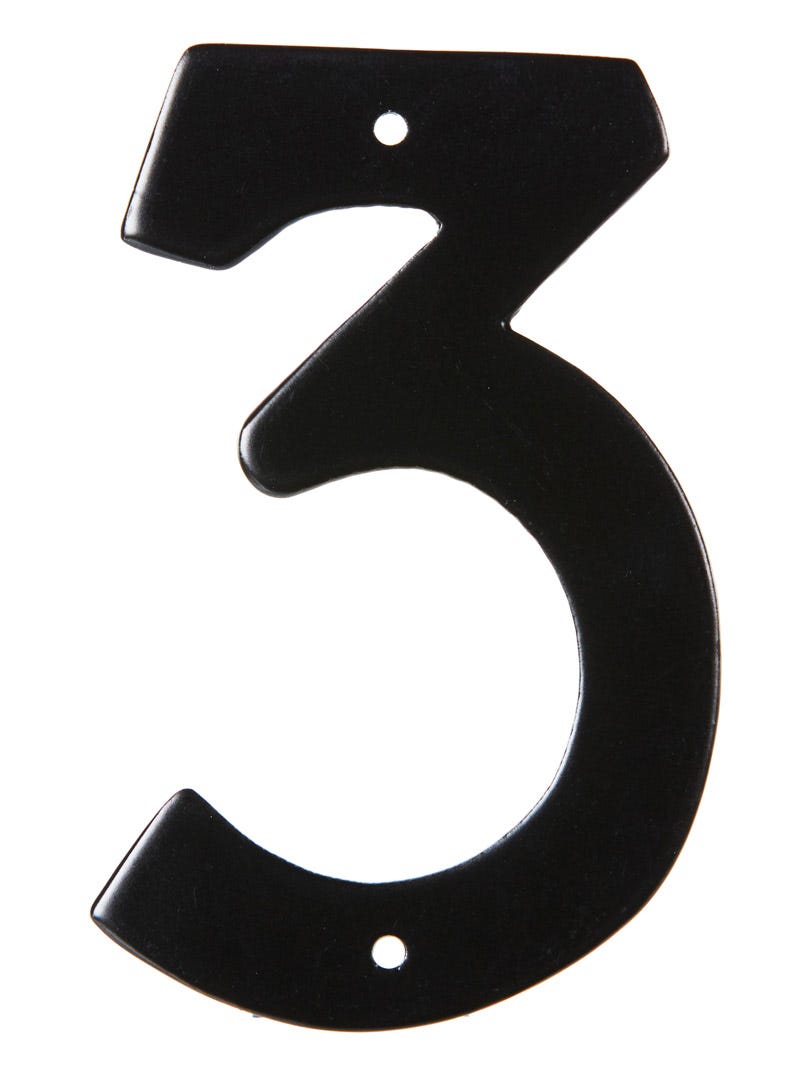 Nail-In Aluminum Number #3, 3-1/2 in, Black