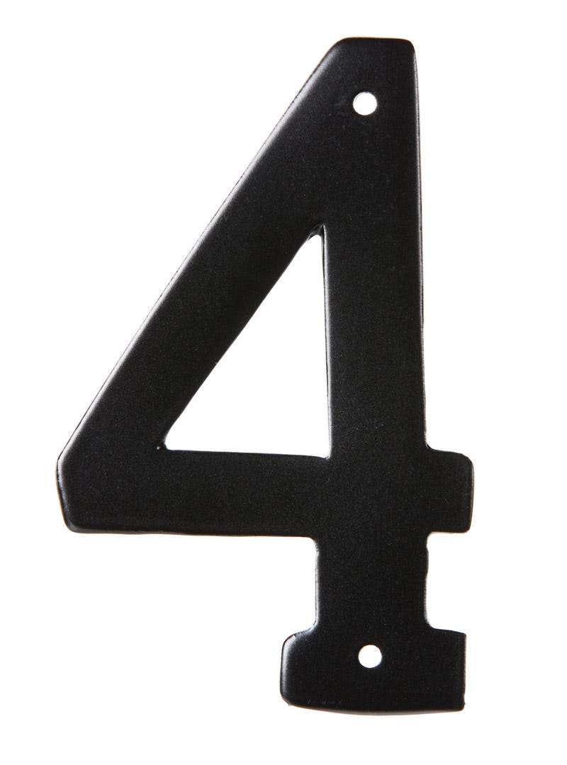 Nail-In Aluminum Number #4, 3-1/2 in, Black