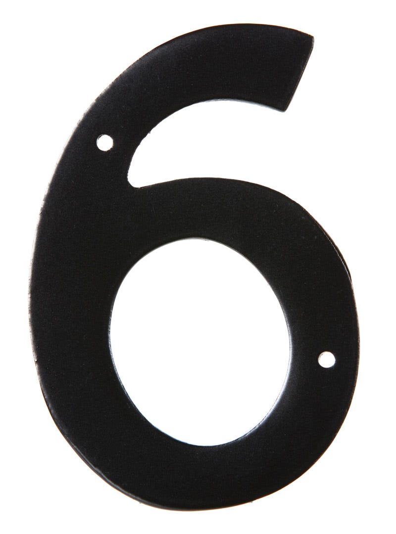 Nail-In Aluminum Number #6, 3-1/2 in, Black