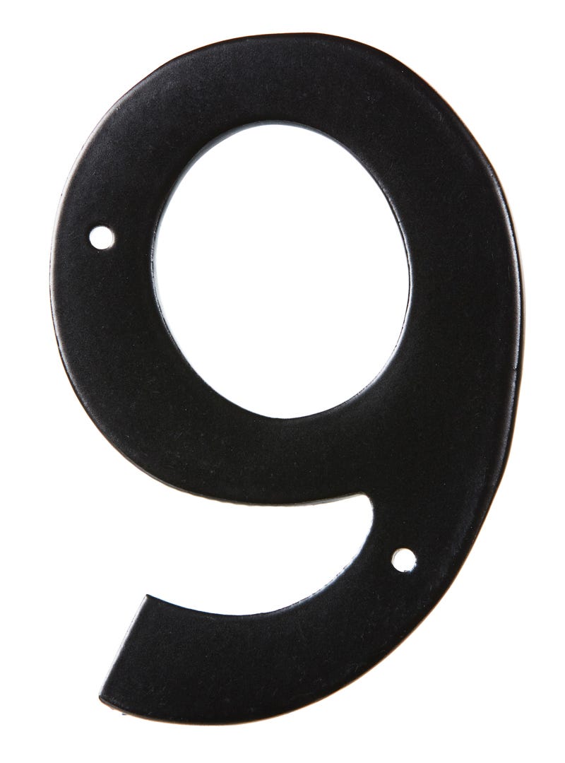 Nail-In Aluminum Number #9, 3-1/2 in, Black