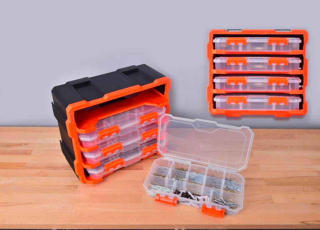 TACTIX Plastic Rack, 4 Organizers