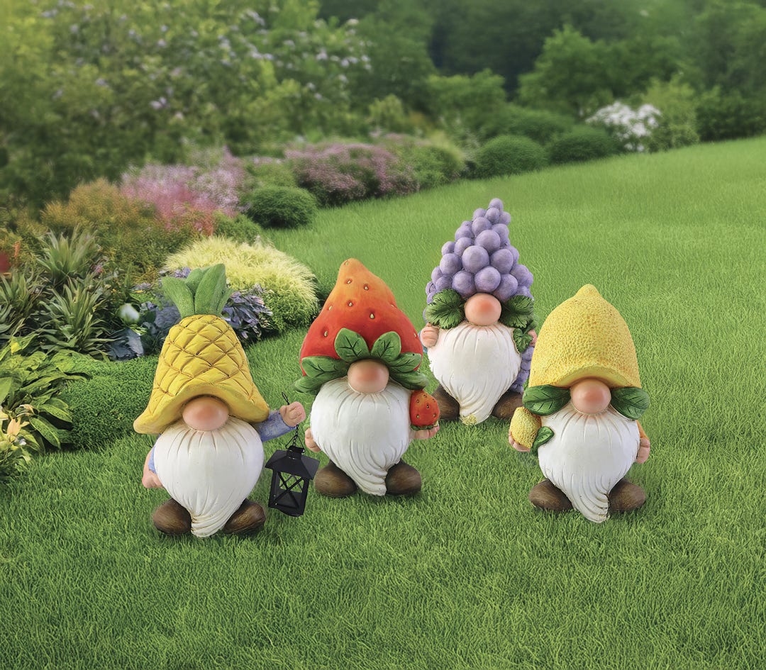 Gnome with pineapple, 15 in.