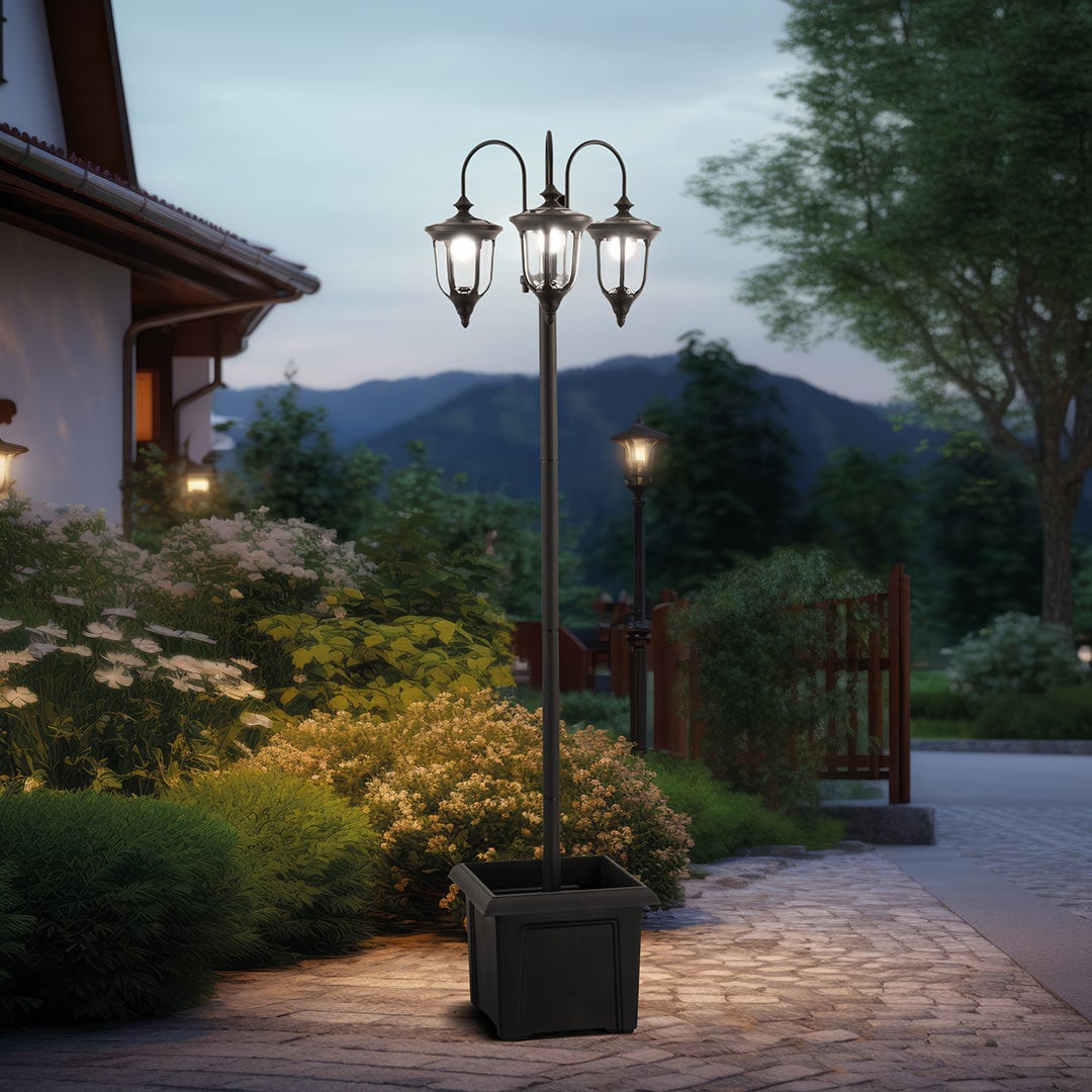 Solar Light Post with Planter