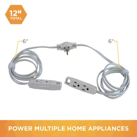 Indoor Sofa Electrical Extension, 6 ft., White, 2/Pack