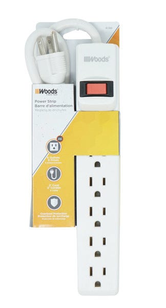 Power Strip, 6 outlets, 2 ft.