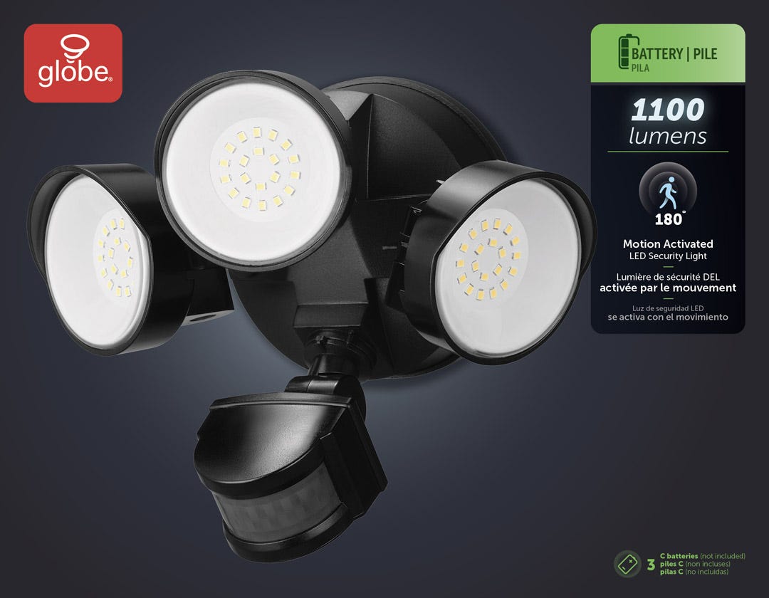 Battery-Powered LED Security Light, Black