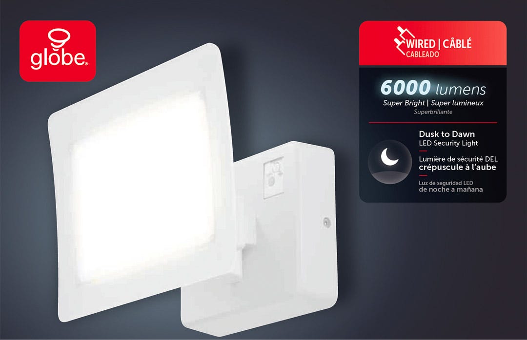 Wired LED Security Light, Dusk to Dawn, White