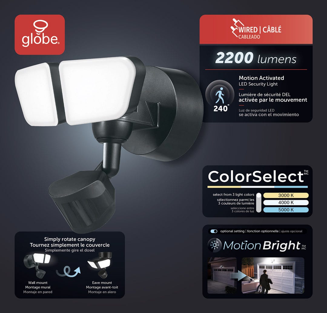 Wired LED Security Light, Black
