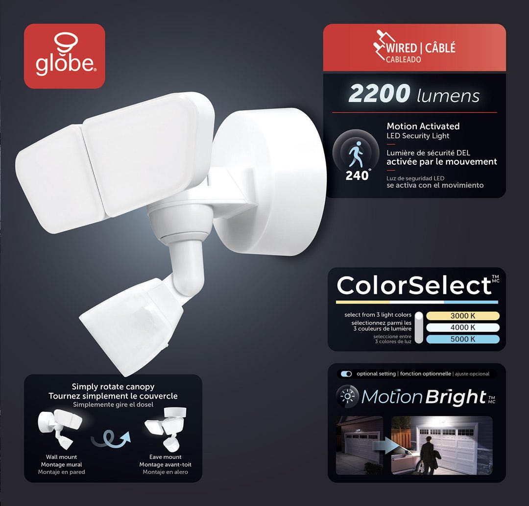 Wired LED Security Light, White