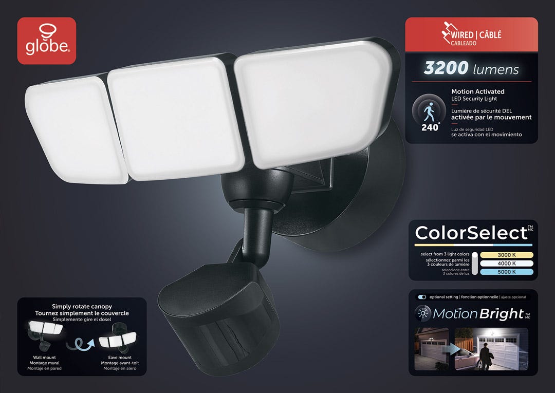 Wired LED Security Light, Black