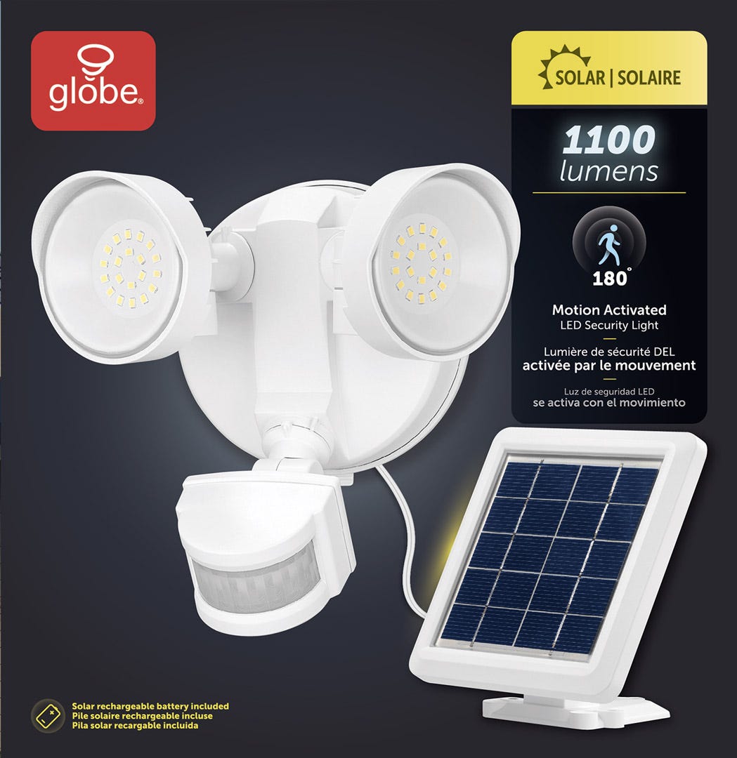 Solar-Powered LED Security Light, White