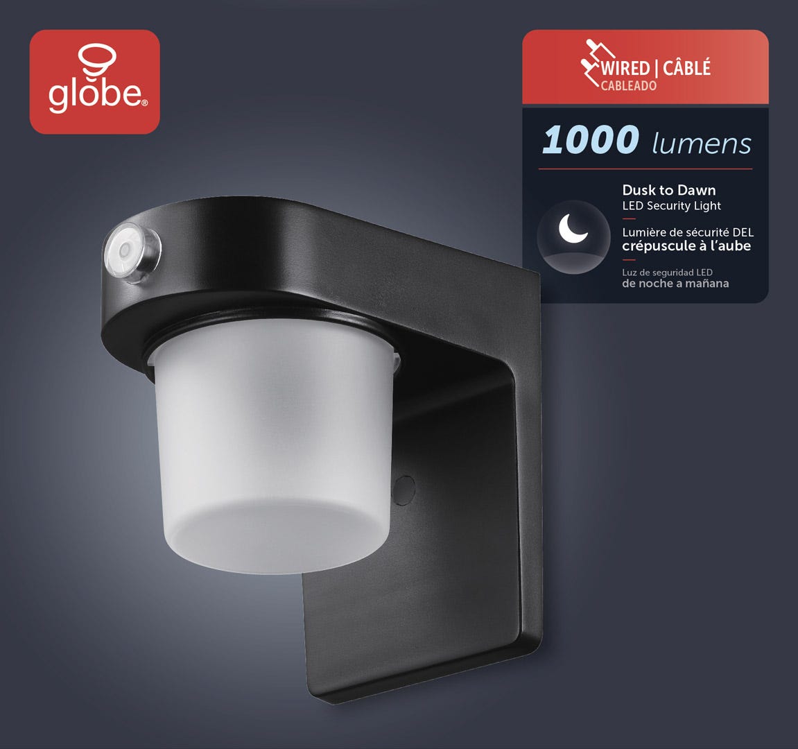 Wired LED Security Light, Dusk to Dawn, Black