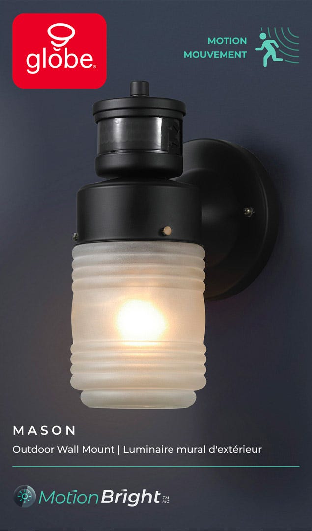 Outdoor Wall Lighting with Motion Sensor, Black