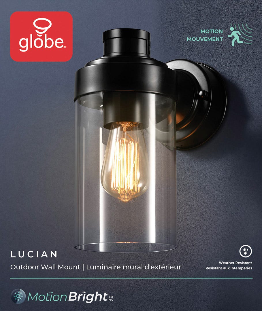 Outdoor Wall Lighting with Motion Sensor, Black