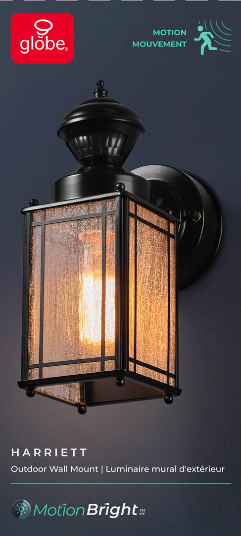 Outdoor Wall Lighting with Motion Sensor, Black