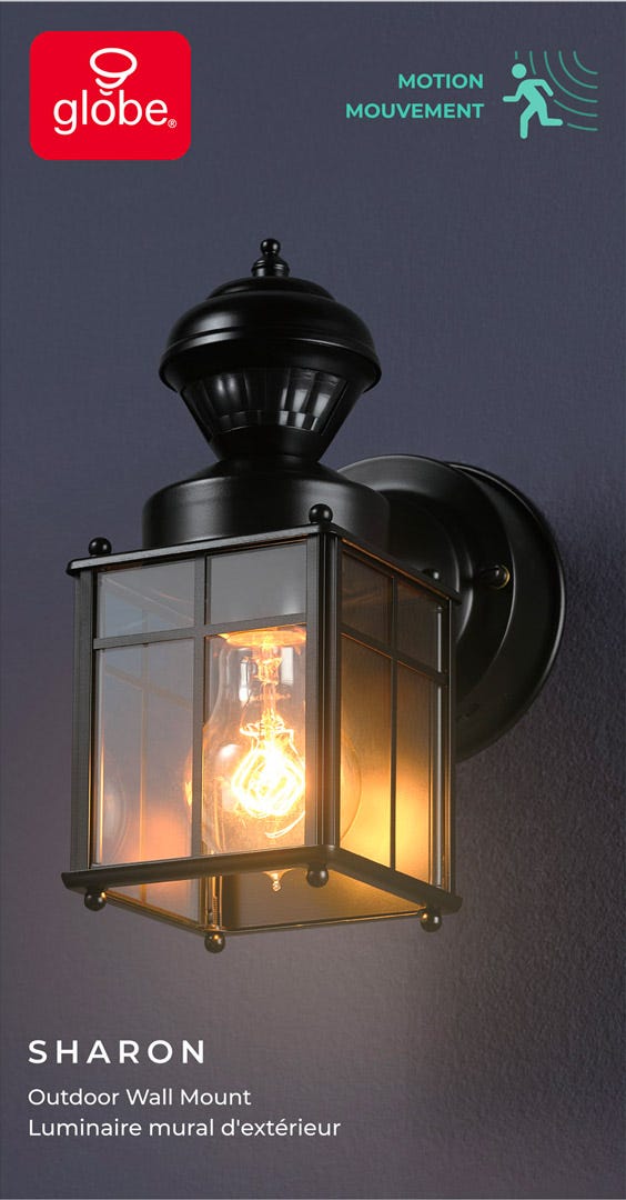 Outdoor Wall Lighting with Motion Sensor, Black