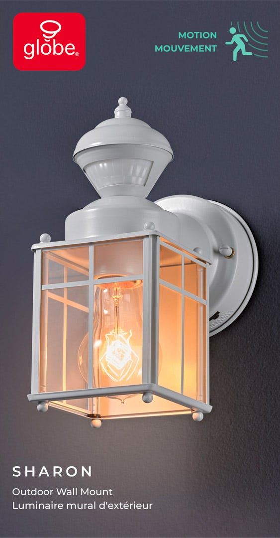 Outdoor Wall Lighting with Motion Sensor, White