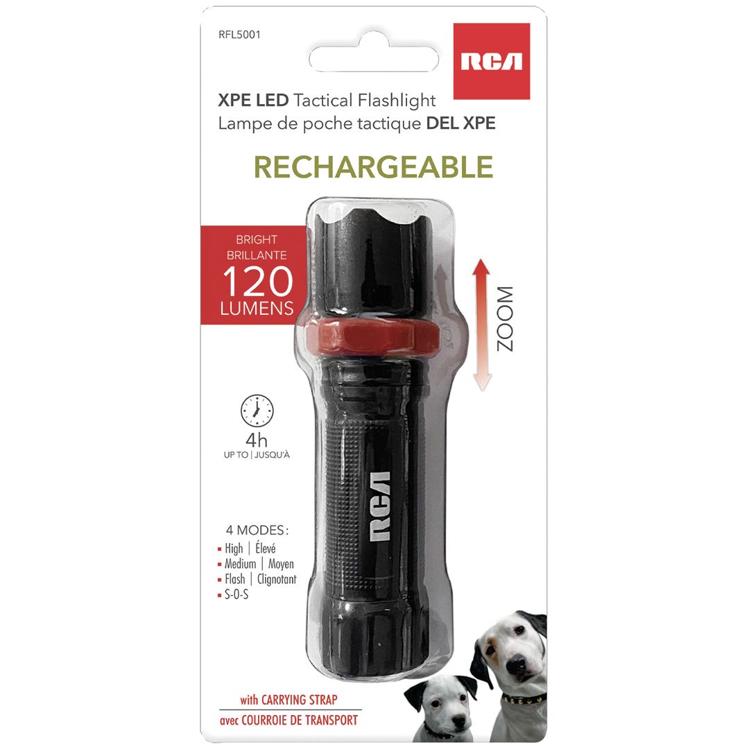 Zoom LED Flashlight, Rechargeable, 120 Lumens