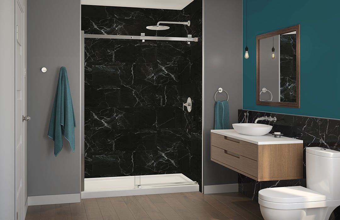 HECLA Shower Kit, Right, 60 in x 36 in, Chrome