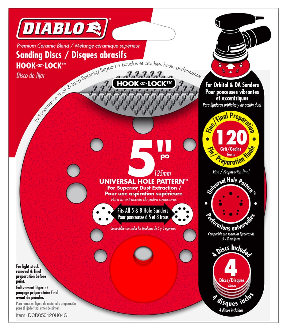 Sanding Discs, 5 in., 120 grit, 4/Pack
