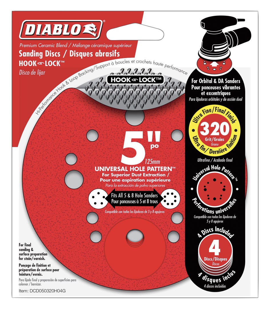 Sanding Discs, 5 in., 320 grit, 4/Pack