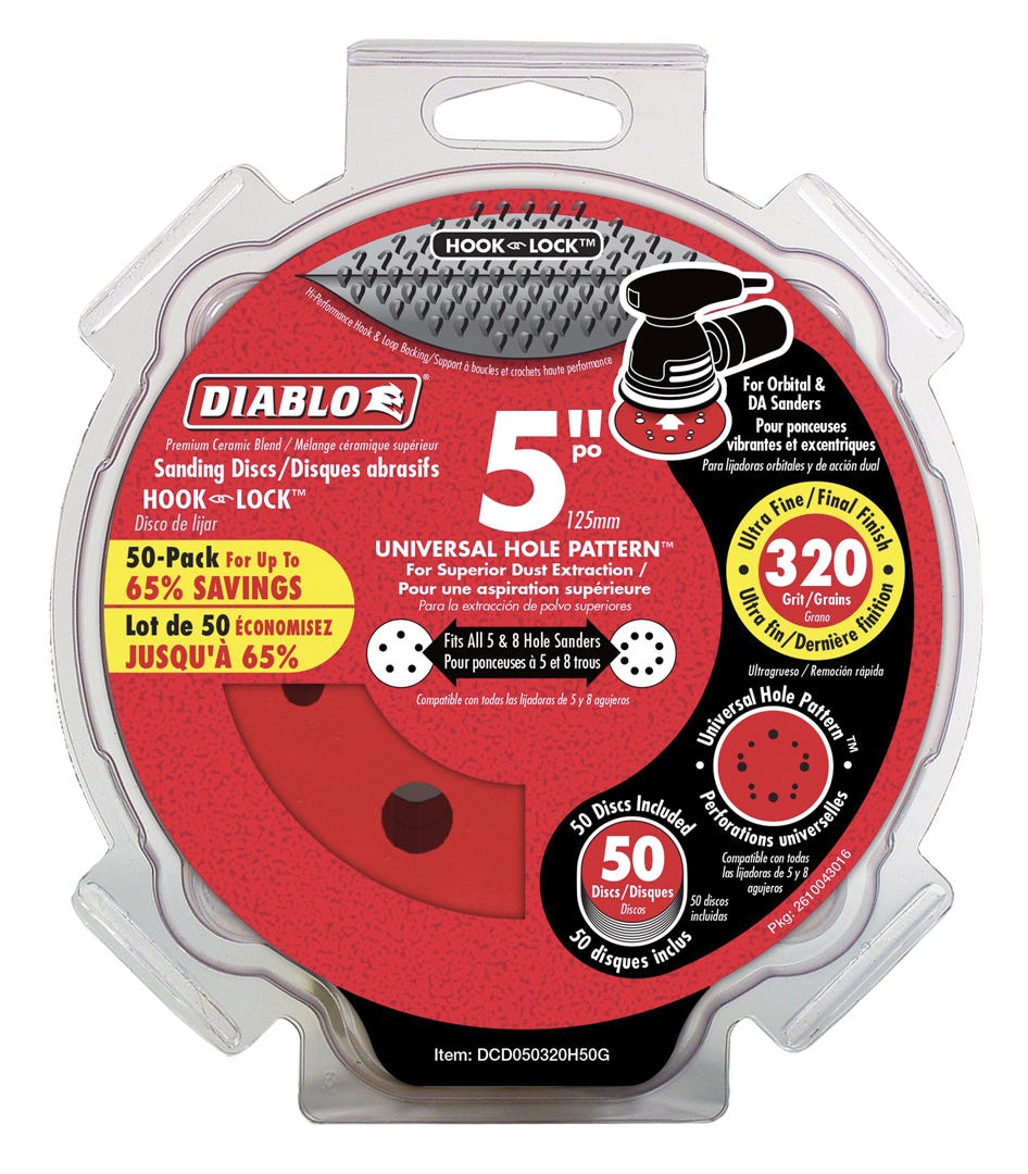 Sanding Discs, 5 in., 320 grit, 50/Pack