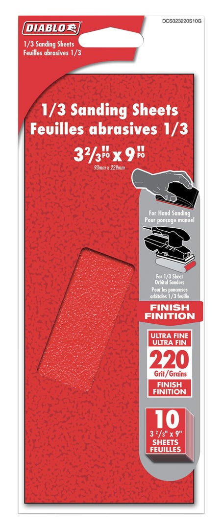 1/3 Sanding Sheets, 3-2/3 in. x 9 in., 60 grit, 200/Pack