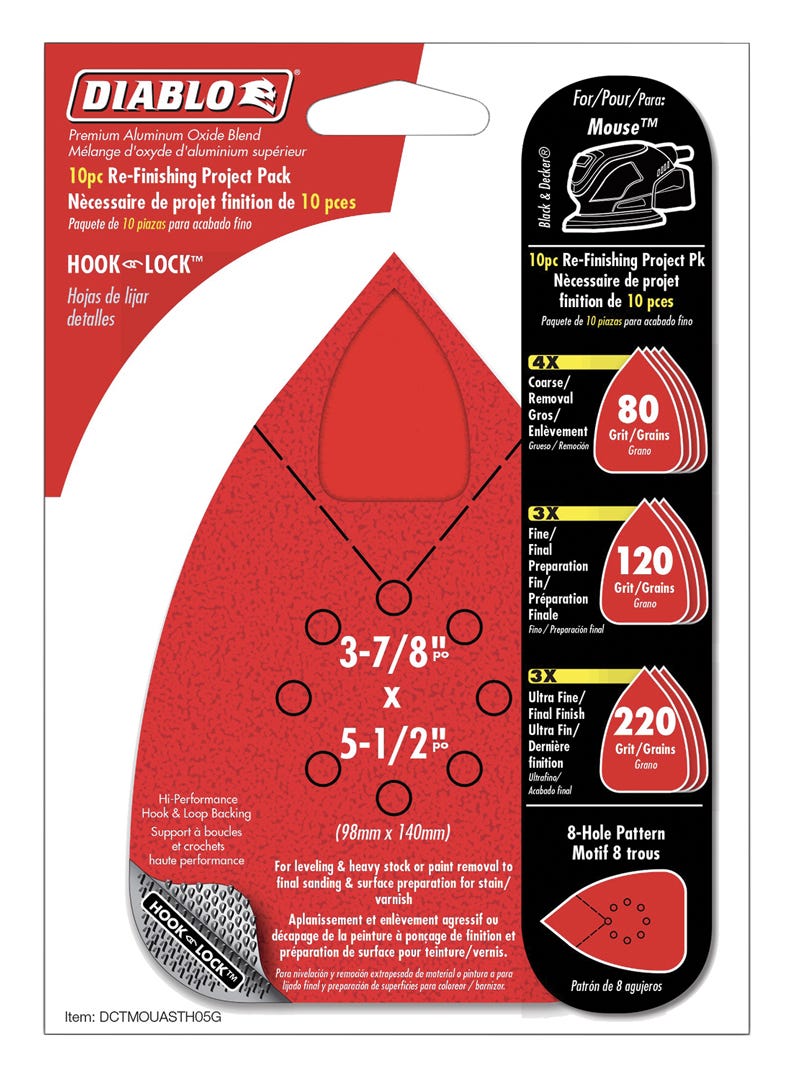 Detail Sanding Sheets, 3-7/8 in. x 5-1/2 in., 80 grits, 5/Pack