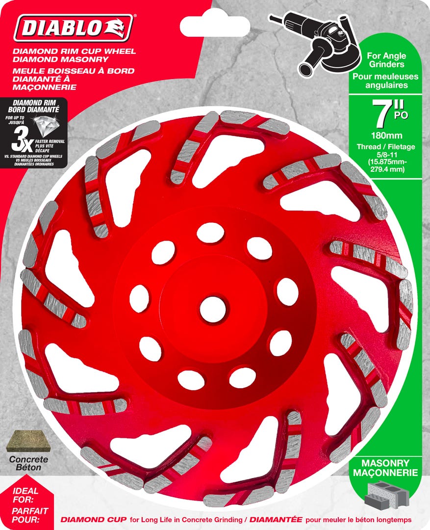 Diamond Rim cup Wheel Diamond Masonry, 7 in.