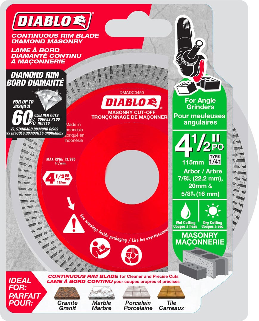 4-1/2 in. Diamond Continuous Rim Cut-Off Discs for Masonry