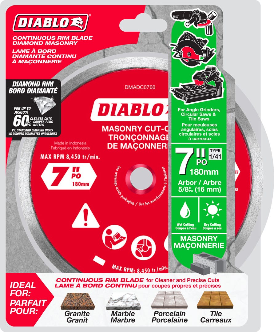 7 in. Diamond Continuous Rim Cut-Off Discs for Masonry