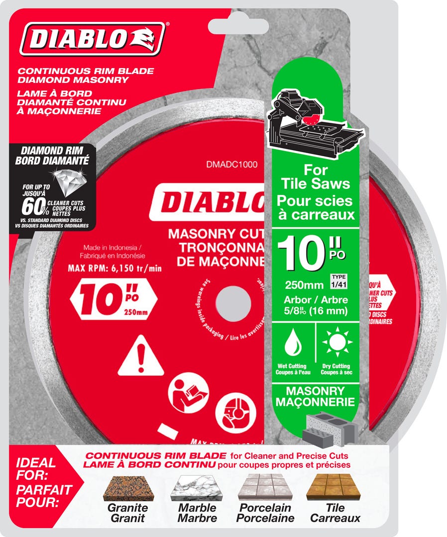 10 in. Diamond Continuous Rim Cut-Off Discs for Masonry