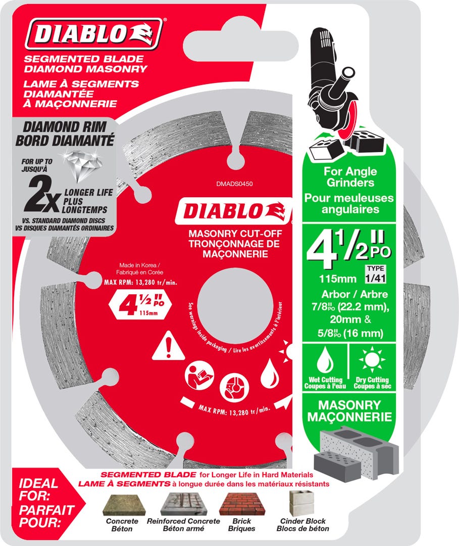 4-1/2 in. Diamond Segmented Rim Cut-Off Discs for Masonry