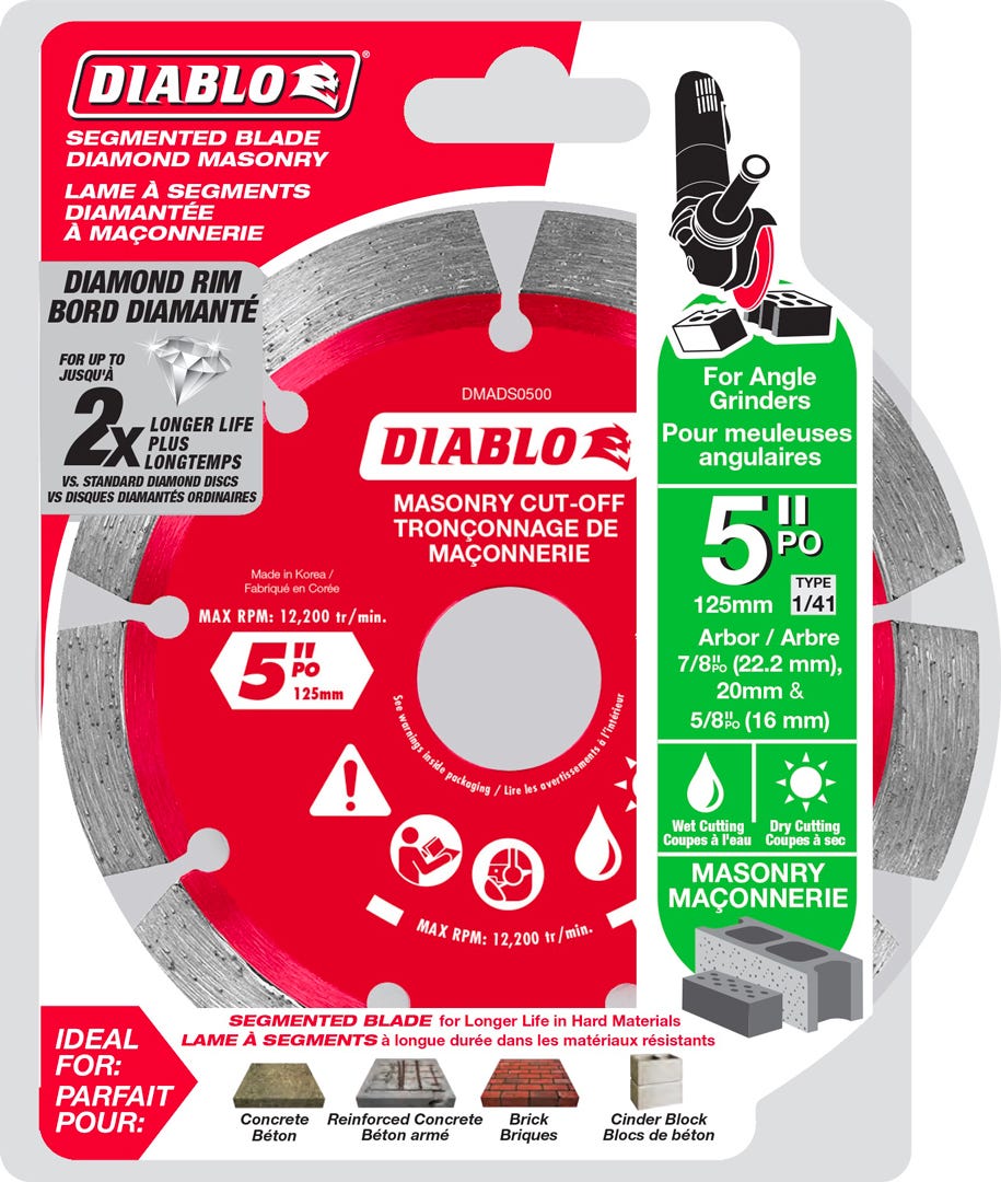 5 in. Diamond Segmented Rim Cut-Off Discs for Masonry