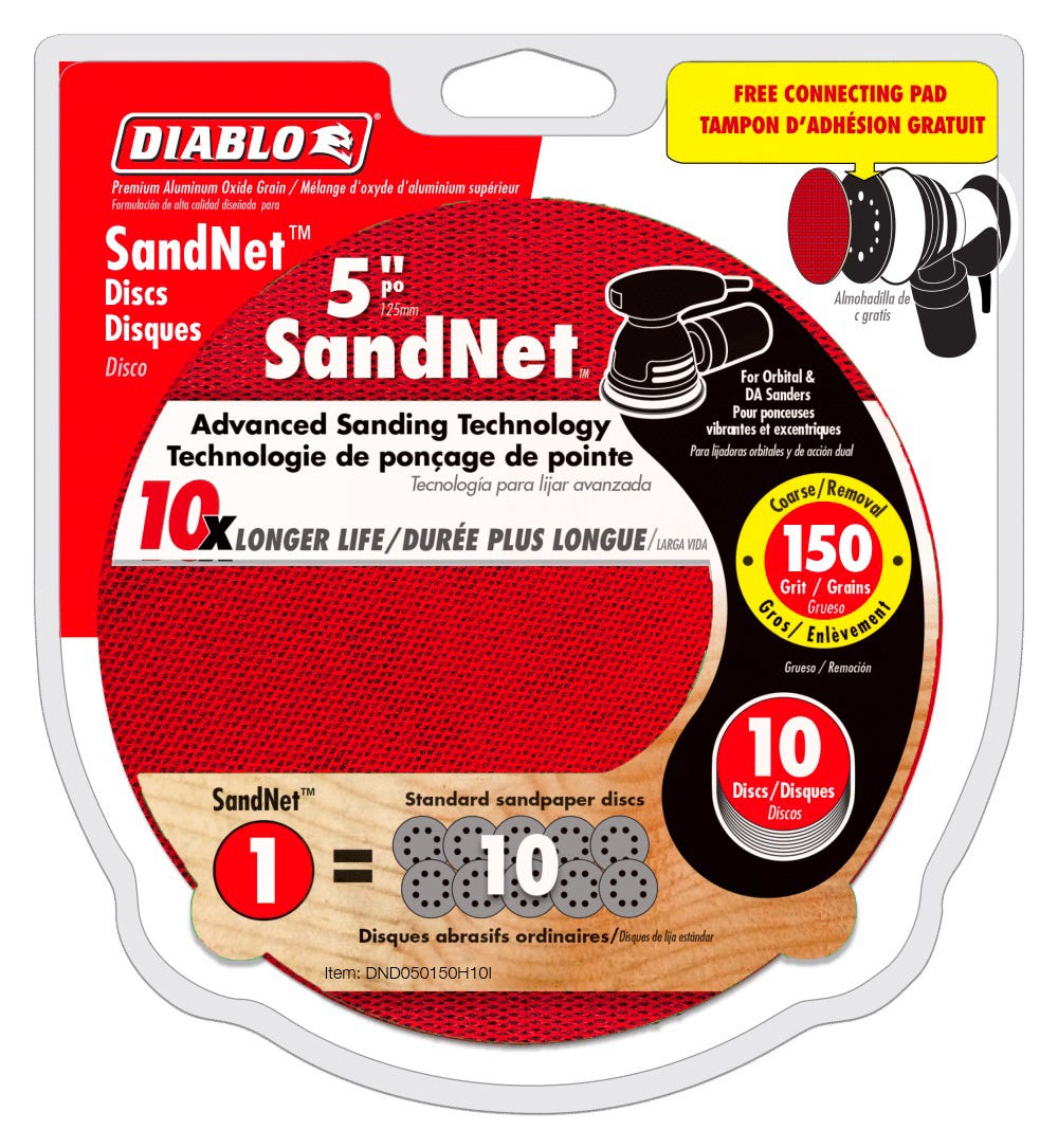 SandNET Discs, 5 in., 150 grit, 10/Pack