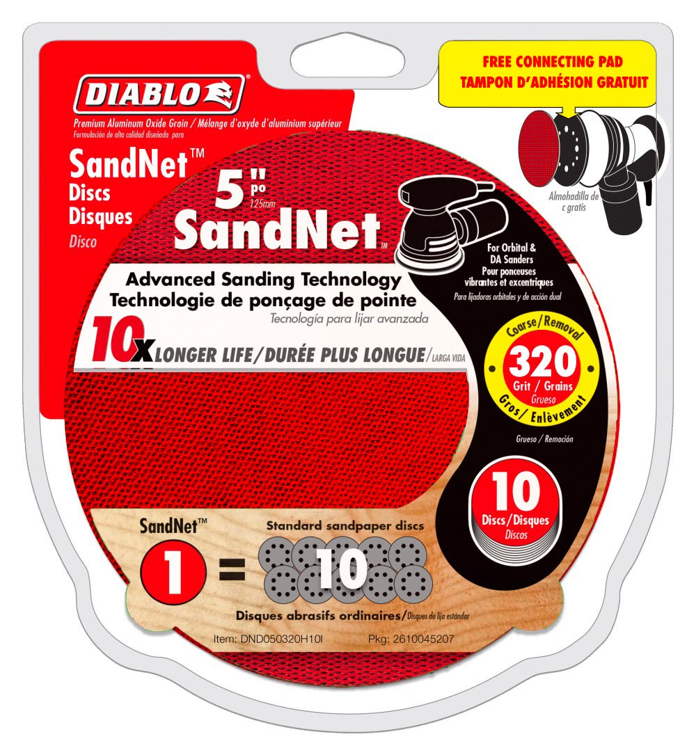 SandNET Discs, 5 in., 320 grit, 10/Pack