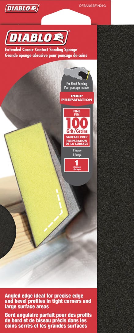 Extended Corner Contact Sanding Sponge, grit 100