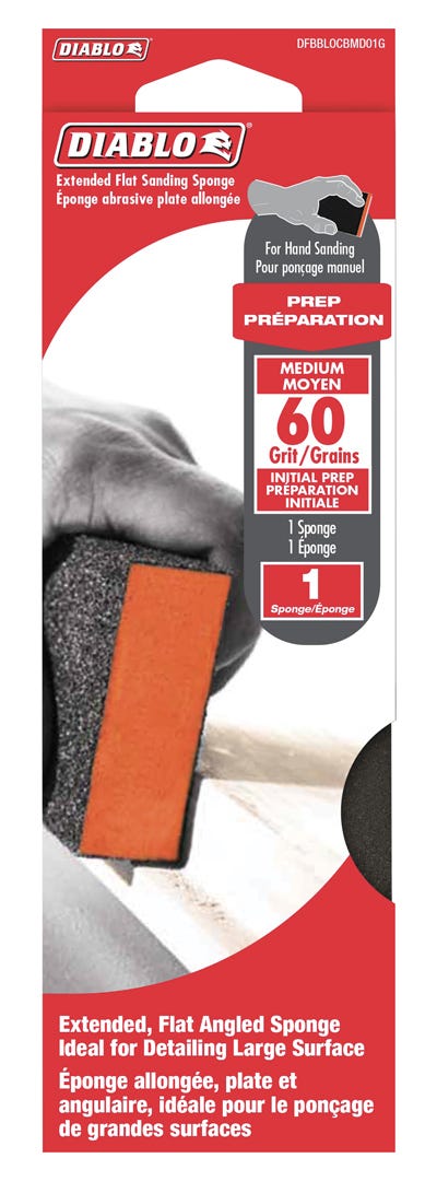Extended Flat Sanding Sponge, grit 60