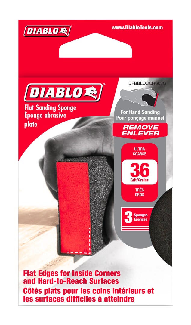 Flat Sanding Sponge, grit 36, 3/Pack