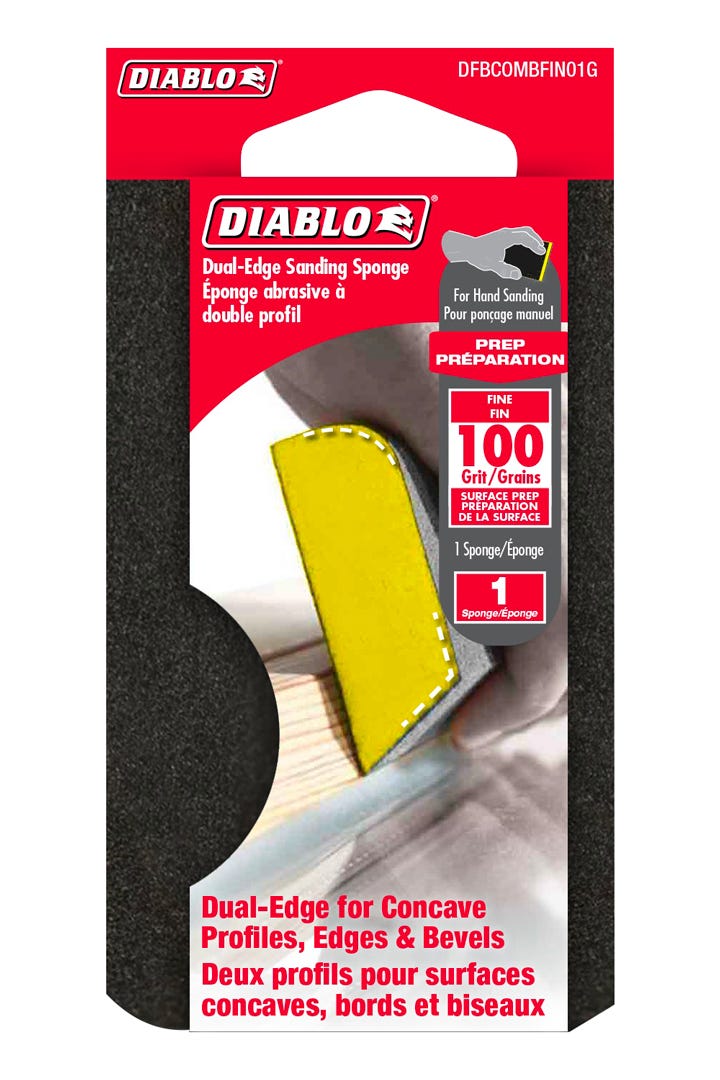Dual-Edge Sanding Sponge, grit 100