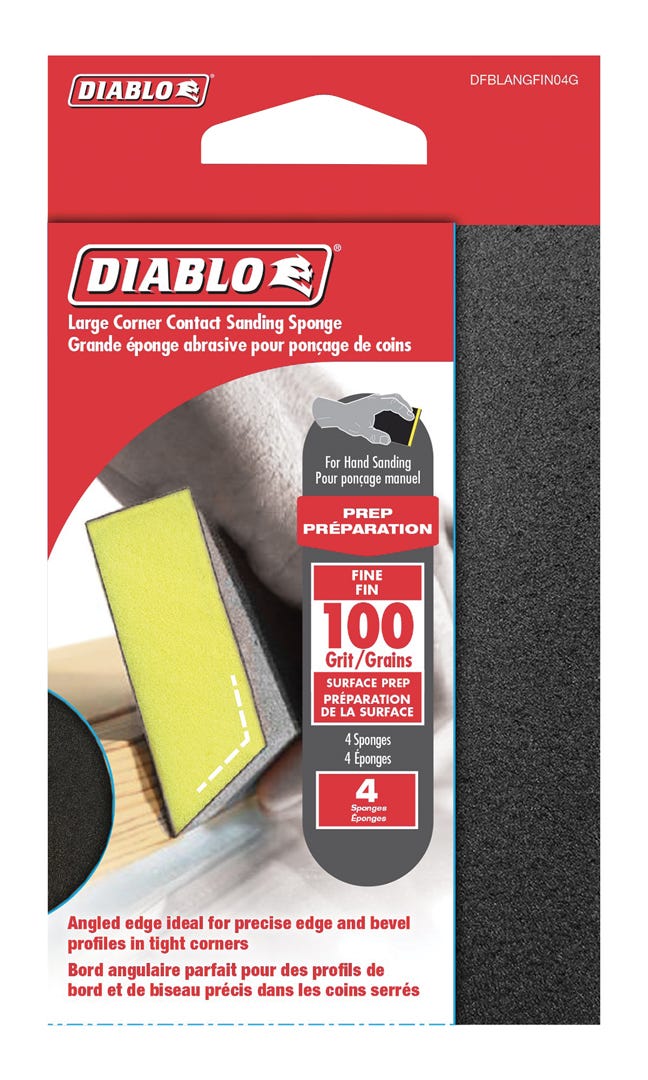 Corner Contact Sanding Sponge, grit 100, 4/Pack