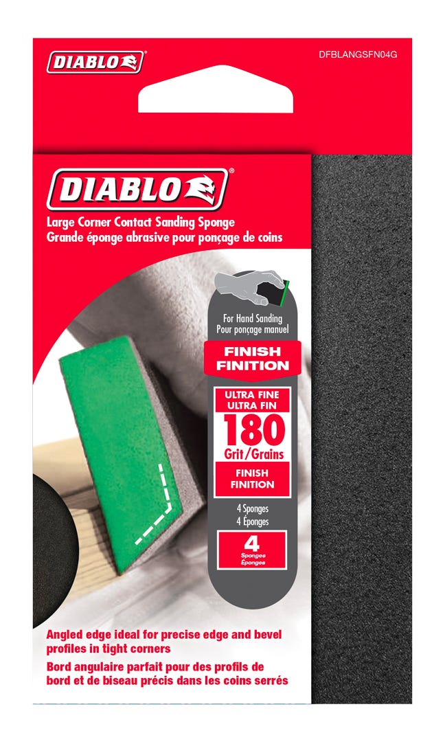 Corner Contact Sanding Sponge, grit 180, 4/Pack