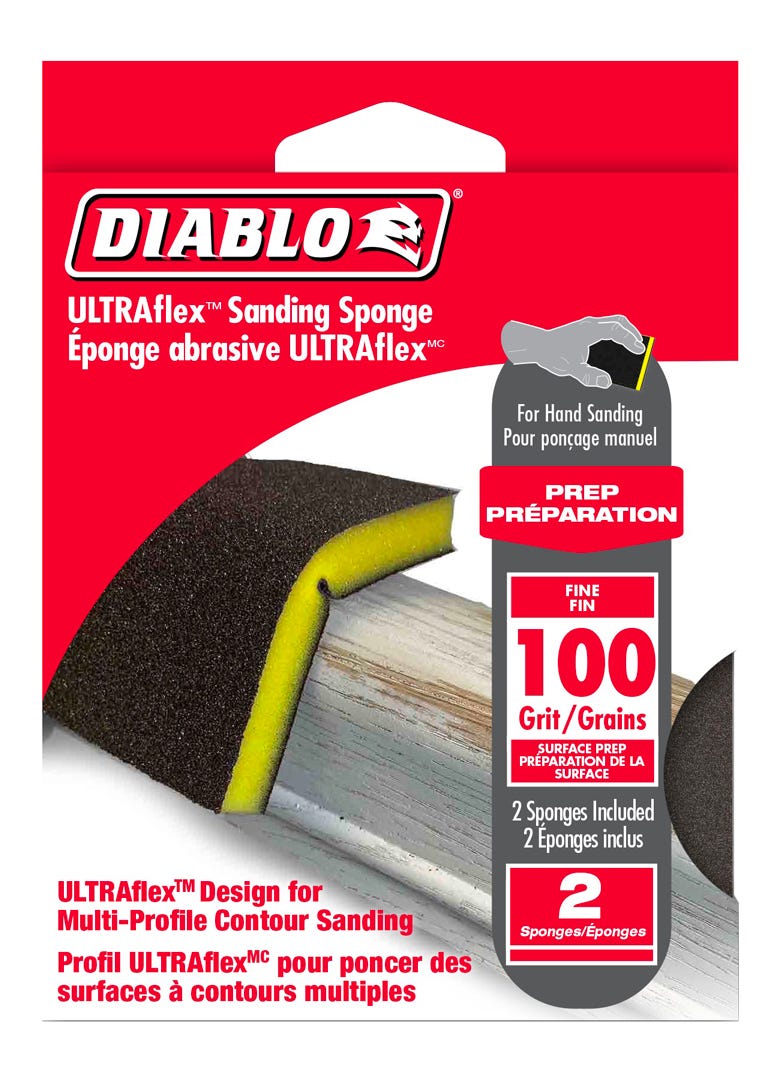 ULTRAflex Sanding Sponge, grit 100, 2/Pack